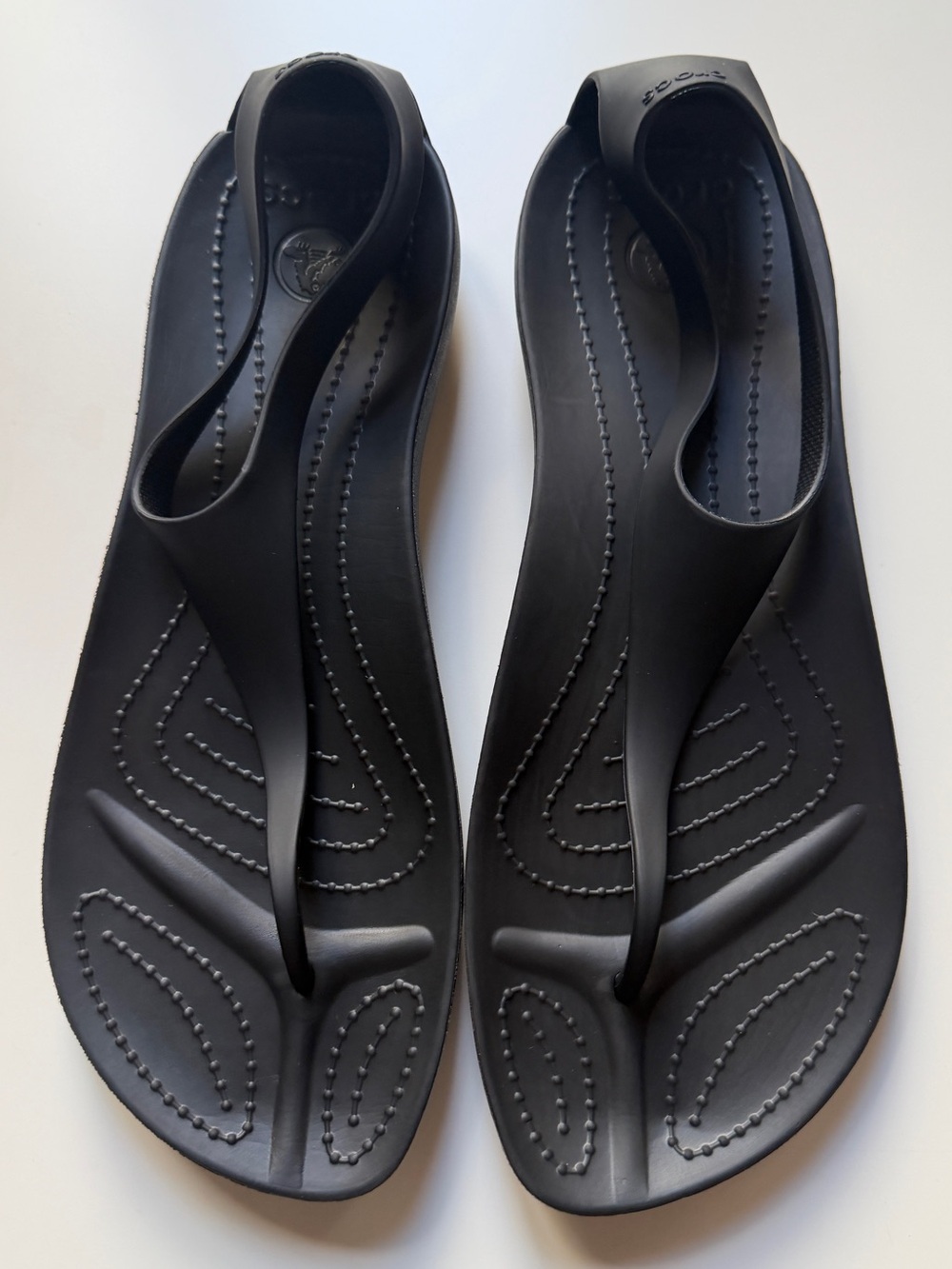 Crocs Sexi Flip Flops Serena Comfort TStrap Thong Slip-On Sandals Black W10 NWOT